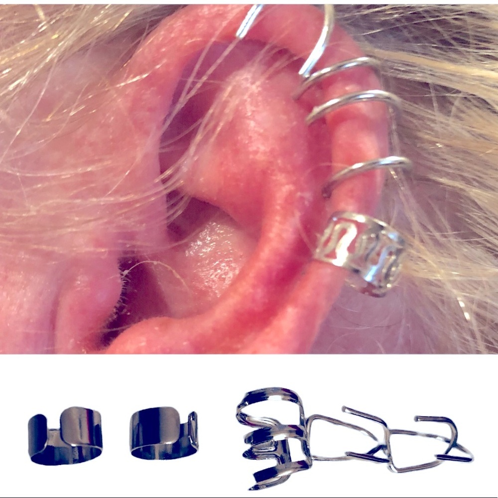 💜3/$30 Set of 5 Ear Cuffs Silvertone Non Piercing Climbers